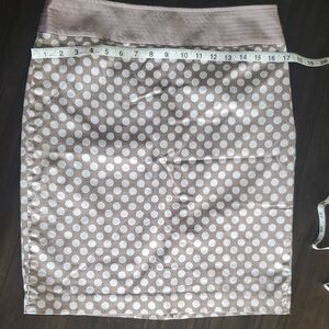 The Limited Tan and White Polka Dot Pencil Skirt